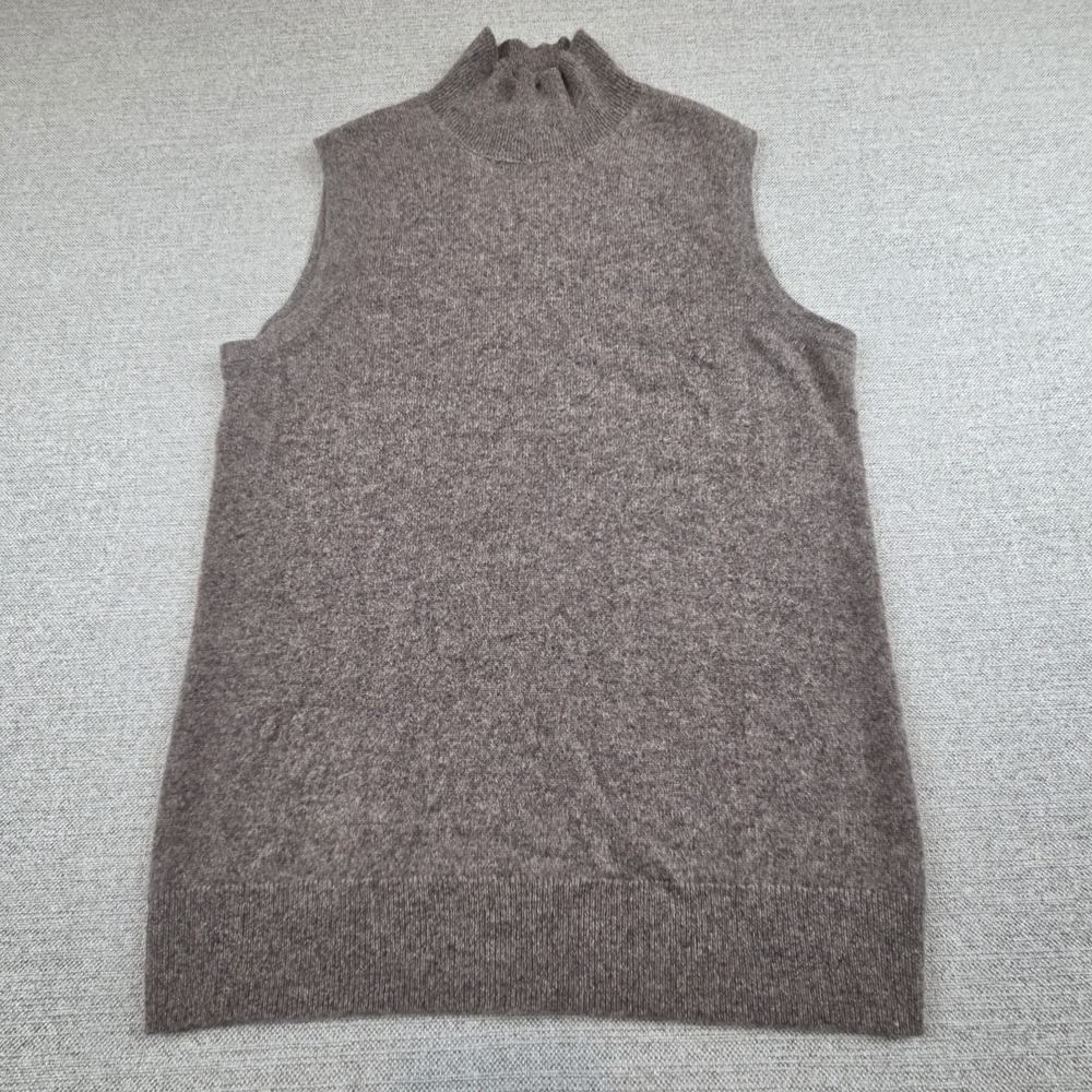 C By Bloomingdales 100% 2-Ply‎ Cashmere Brown Sleeveless Sweater Vest Women's M
